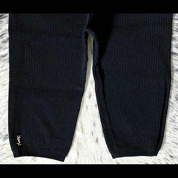 SAINT LAURENT HIGH-RISE RIB-KNIT CYCLISTE SHORTS, SZ S BLACK - Picture 7 of 16